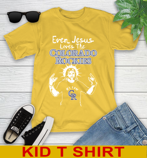 Colorado Rockies MLB Baseball Even Jesus Loves The Rockies Shirt Youth T-Shirt 9