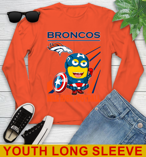 NFL Football Denver Broncos Captain America Marvel Avengers Minion Shirt Youth Long Sleeve 3