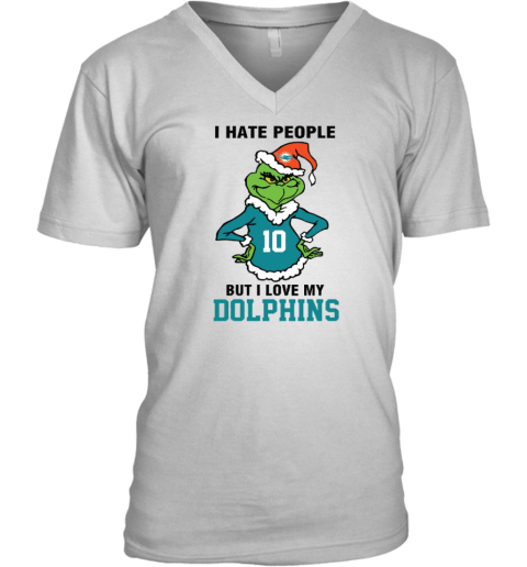I Hate People But I Love My Dolphins Miami Dolphins NFL Teams V-Neck T-Shirt
