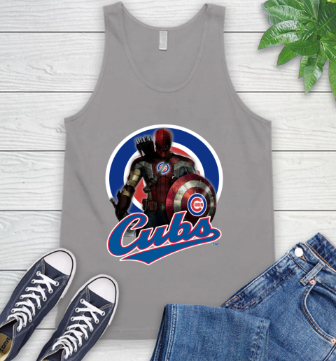 MLB Captain America Thor Spider Man Hawkeye Avengers Endgame Baseball Chicago Cubs Tank Top 4