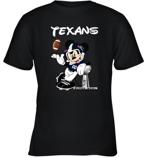 Mickey Texans Taking The Super Bowl Trophy Football Youth T-Shirt