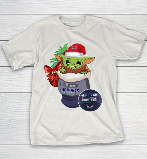 Charlotte Hornets Christmas Baby Yoda Star Wars Funny Happy NBA Youth T-Shirt 11
