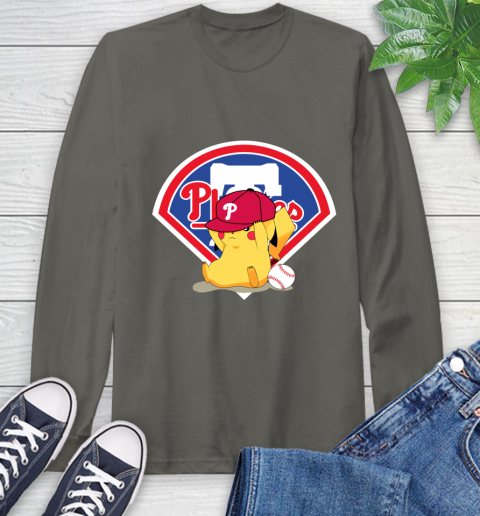 MLB Pikachu Baseball Sports Philadelphia Phillies Long Sleeve T-Shirt 8