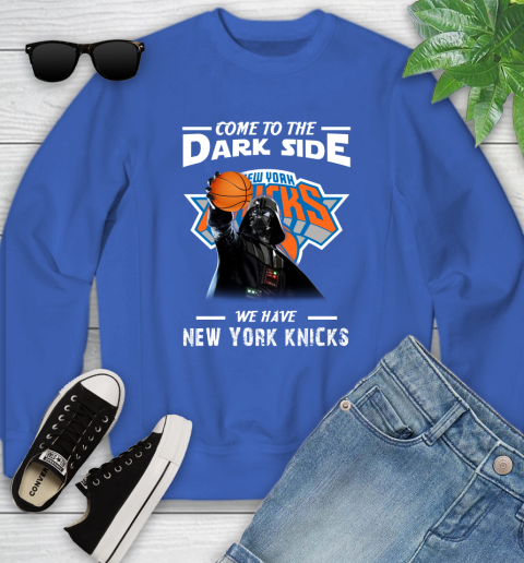 NBA Come To The Dark Side We Have New York Knicks Star Wars Darth Vader Basketball Youth Sweatshirt 7