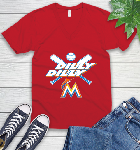 MLB Miami Marlins Dilly Dilly Baseball Sports V-Neck T-Shirt 7