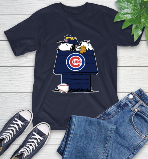 MLB Chicago Cubs Snoopy Woodstock The Peanuts Movie Baseball T Shirt T-Shirt 4