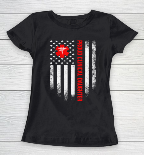 Father gift shirt Vintage USA American Flag Proud Clinical Doctor Daughter T Shirt Women's T-Shirt