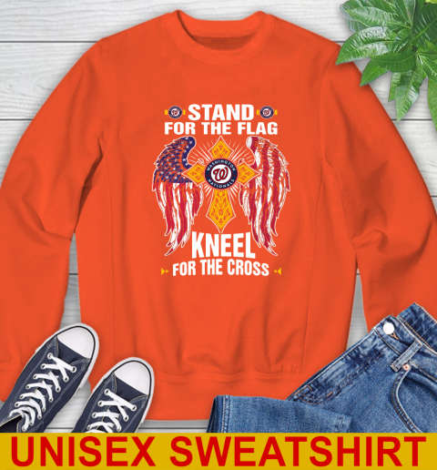 MLB Baseball Washington Nationals Stand For Flag Kneel For The Cross Shirt Sweatshirt 3