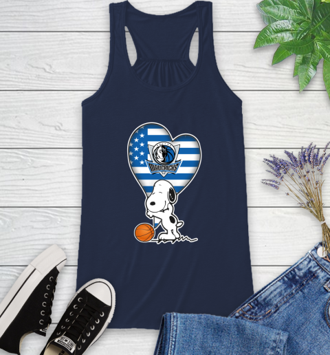 Dallas Mavericks NBA Basketball The Peanuts Movie Adorable Snoopy Racerback Tank 10
