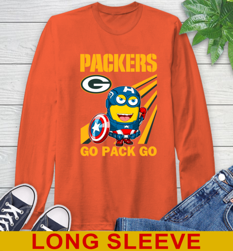 NFL Football Green Bay Packers Captain America Marvel Avengers Minion Shirt Long Sleeve T-Shirt 4