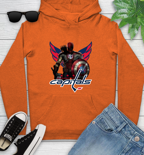NHL Captain America Thor Spider Man Hawkeye Avengers Endgame Hockey Washington Capitals Youth Hoodie 5