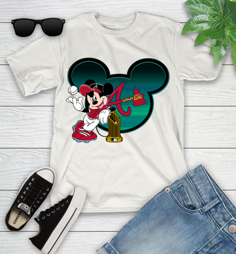 MLB Atlanta Braves The Commissioner's Trophy Mickey Mouse Disney Youth T-Shirt