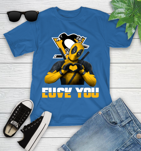 NHL Pittsburgh Penguins Deadpool Love You Fuck You Hockey Sports Youth T-Shirt 12