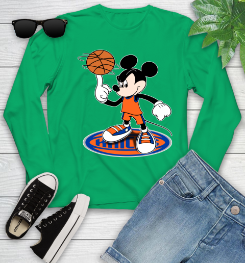 NBA Basketball New York Knicks Cheerful Mickey Disney Shirt Youth Long Sleeve 6