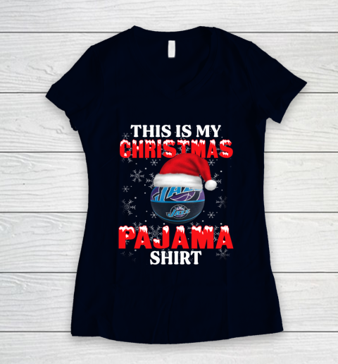 Utah Jazz This Is My Christmas Pajama Shirt NBA Women's V-Neck T-Shirt 2