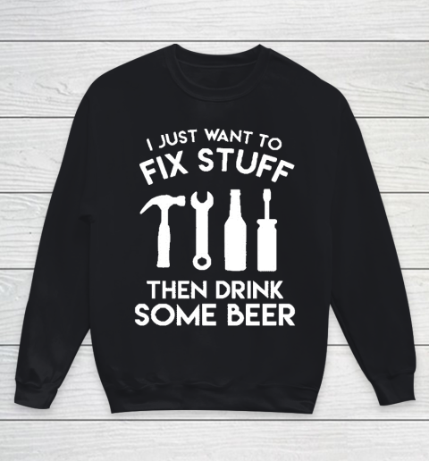 Grandpa Funny Gift Apparel  Fix Stuff And Drink Beer Grandpa Dad Handy Man Youth Sweatshirt