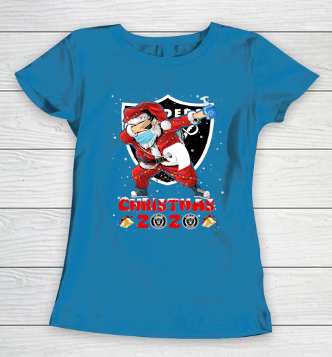 Oakland Raiders Funny Santa Claus Dabbing Christmas 2020 NFL Women's T-Shirt 6