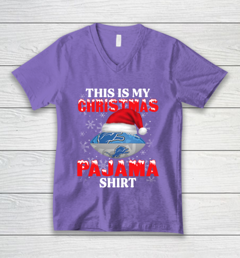 Detroit Lions This Is My Christmas Pajama Shirt NFL V-Neck T-Shirt 8