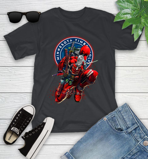 NBA Deadpool Marvel Comics Sports Basketball Minnesota Timberwolves Youth T-Shirt 2