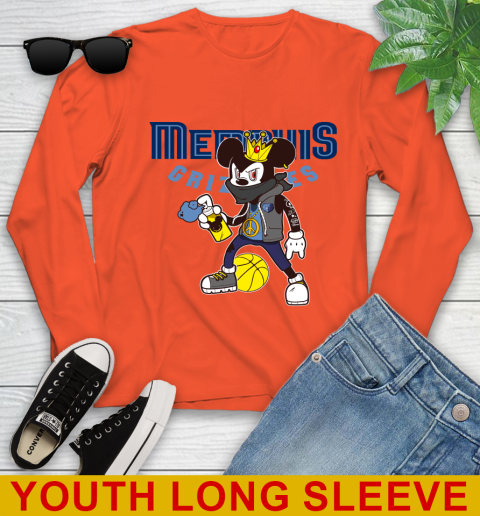 Memphis Grizzlies NBA Basketball Mickey Peace Sign Sports Youth Long Sleeve 4