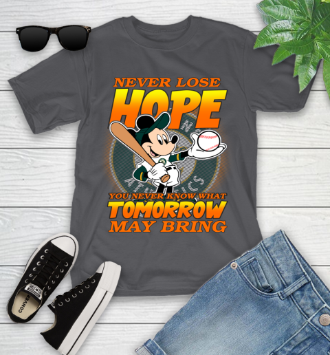 Oakland Athletics MLB Baseball Mickey Disney Never Lose Hope Youth T-Shirt 6