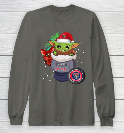 Florida Panthers Christmas Baby Yoda Star Wars Funny Happy NHL Long Sleeve T-Shirt 8