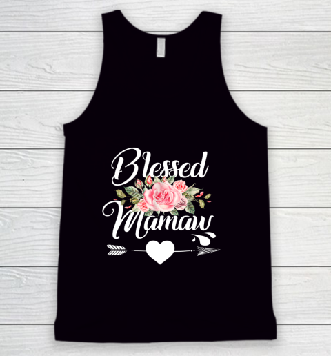 Blessed Mamaw Thanksgiving Christmas Floral Gift For Grandma Tank Top