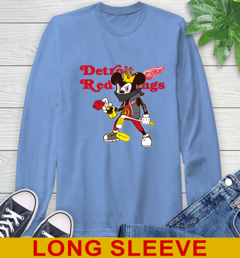 Detroit Red Wings NHL Hockey Mickey Peace Sign Sports Long Sleeve T-Shirt 11