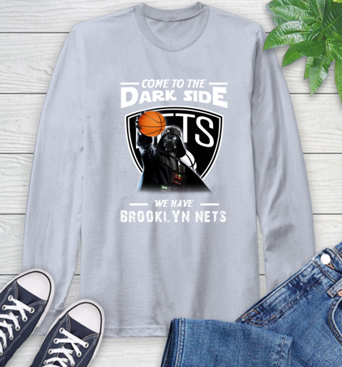 NBA Come To The Dark Side We Have Brooklyn Nets Star Wars Darth Vader Basketball Long Sleeve T-Shirt 6