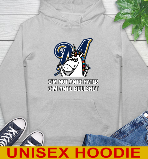 Milwaukee Brewers MLB Baseball Unicorn I'm Not Anti Hater I'm Anti Bullshit Hoodie 6