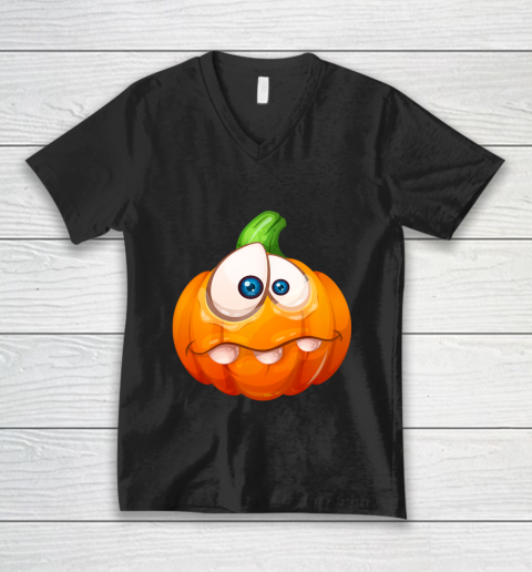 Sad Pumpkin for Halloween V-Neck T-Shirt