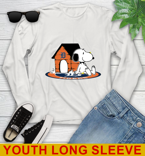 MLB Baseball Detroit Tigers Snoopy The Peanuts Movie Shirt Youth Long Sleeve 12