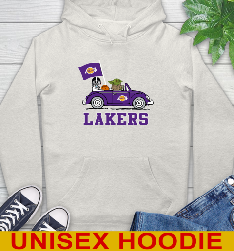 NBA Basketball Los Angeles Lakers Darth Vader Baby Yoda Driving Star Wars Shirt Hoodie 12