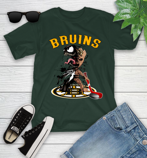 NHL Boston Bruins Hockey Venom Groot Guardians Of The Galaxy Youth T-Shirt 5