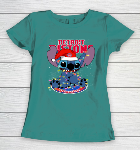 Detroit Pistons NBA noel stitch Basketball Christmas Women's T-Shirt 10