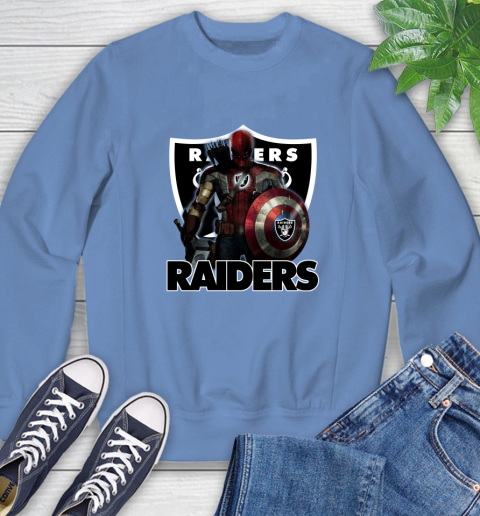 NFL Captain America Thor Spider Man Hawkeye Avengers Endgame Football Oakland Raiders Sweatshirt 11