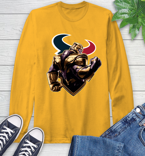 NFL Thanos Avengers Endgame Football Sports Houston Texans Long Sleeve T-Shirt 3