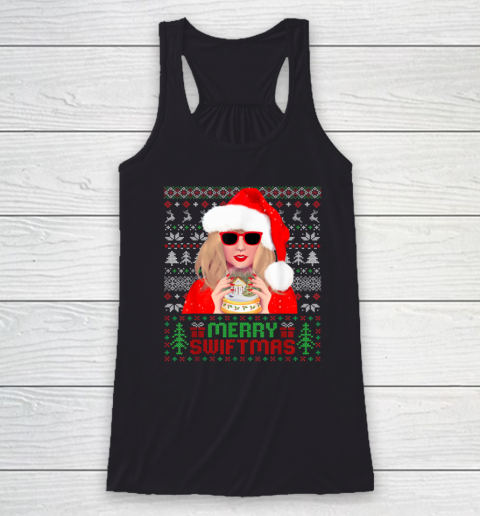Merry Swiftmas Era Funny Ugly Sweater Christmas Xmas Holiday Racerback Tank