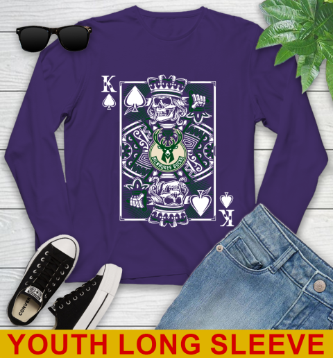 Milwaukee Bucks NBA Basketball The King Of Spades Death Cards Shirt Youth Long Sleeve 4