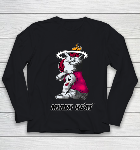 NBA Basketball My Cat Loves Miami Heat Youth Long Sleeve