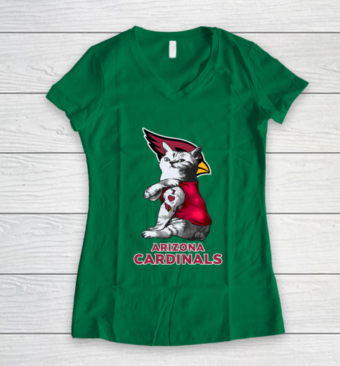 NFL Football My Cat Loves Arizona Cardinals Women's V-Neck T-Shirt 3