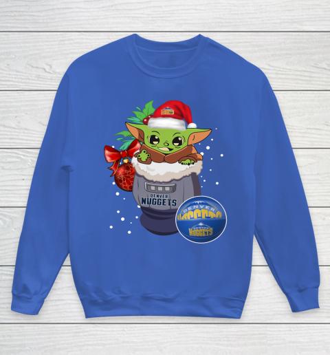 Denver Nuggets Christmas Baby Yoda Star Wars Funny Happy NBA Youth Sweatshirt 8