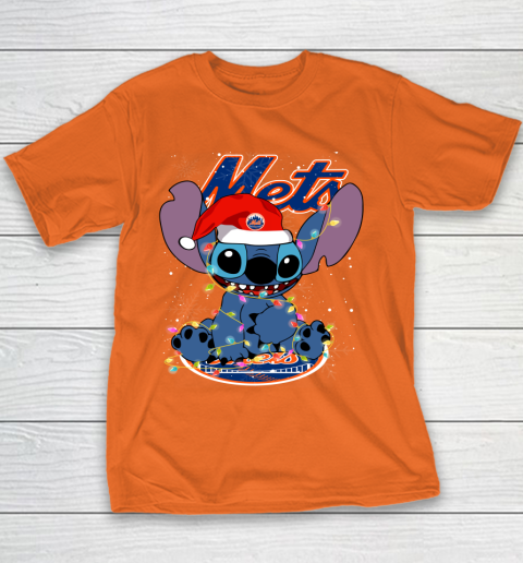 New York Mets MLB noel stitch Baseball Christmas Youth T-Shirt 3