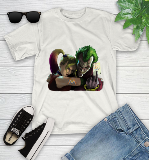 Miami Marlins MLB Baseball Joker Harley Quinn Suicide Squad Youth T-Shirt
