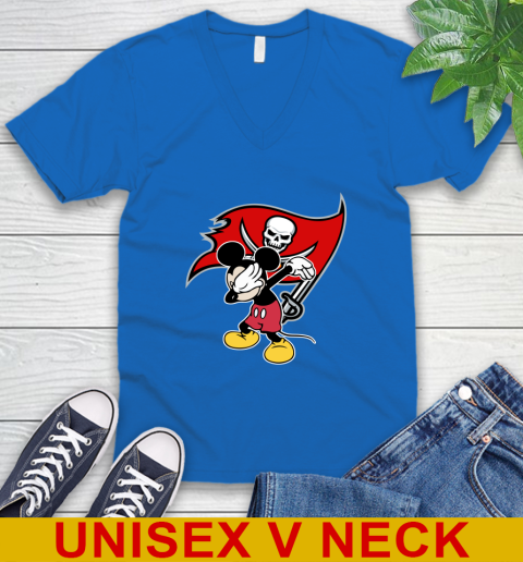 Tampa Bay Buccaneers NFL Football Dabbing Mickey Disney Sports V-Neck T-Shirt 6