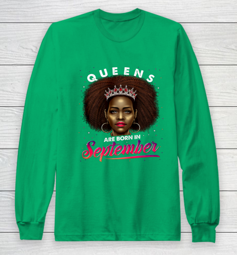 Queens Born September Shirt Black Girl Virgo Libra Birthday Long Sleeve T-Shirt 4