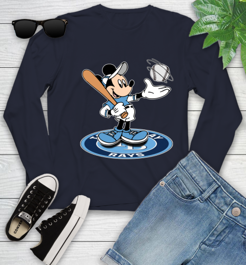 MLB Baseball Tampa Bay Rays Cheerful Mickey Disney Shirt Youth Long Sleeve 3