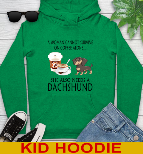 Women cannot survive on coffee alone she also need a DACHSHUND tshirt 116
