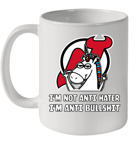 New Jersey Devils NHL Hockey Unicorn I'm Not Anti Hater I'm Anti Bullshit Ceramic Mug 11oz