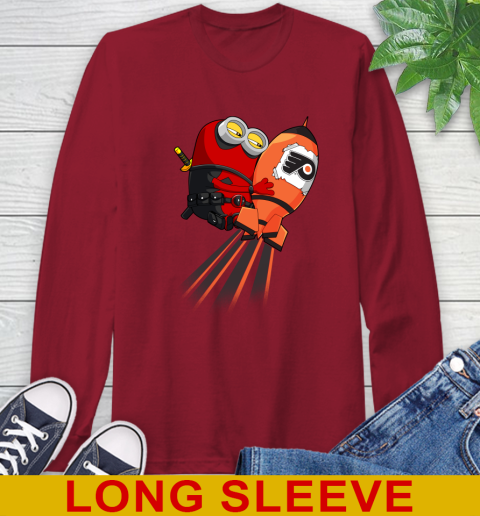 NHL Hockey Philadelphia Flyers Deadpool Minion Marvel Shirt Long Sleeve T-Shirt 9
